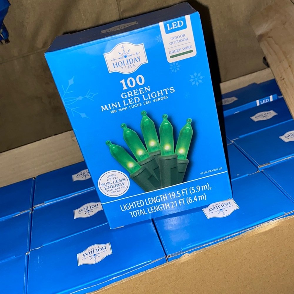 19 boxes of holiday time brand 100 green mini led lights